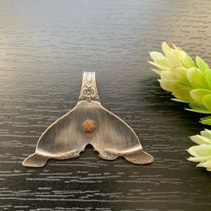 Mermaid Tail Spoon Pendant Vintage Silver Copper Rivet OOAK Handcrafted…